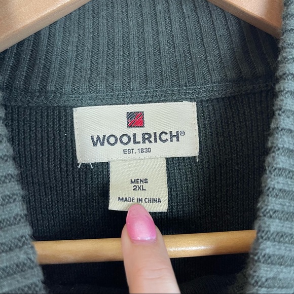 Woolrich full zip dark green knit sweater SZ 2XL - Picture 4 of 9